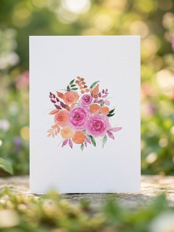 Garden Bouquet watercolor card