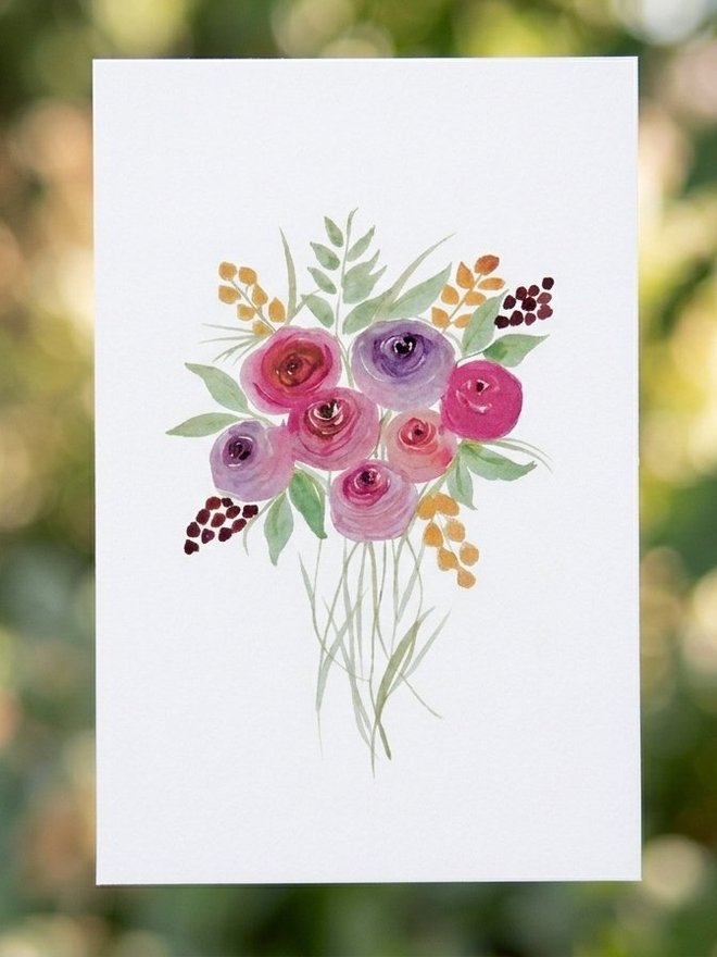 Hand-Tied Bouquet watercolor card